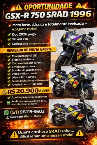 Suzuki srad  GSXR 750 impecável imperdível 