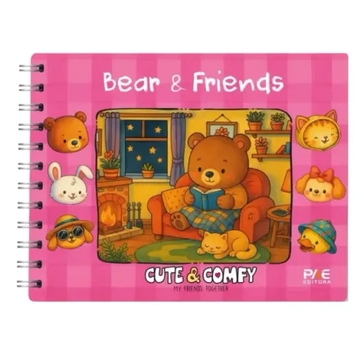 Livro de Colorir Cute & Comfy Bear & Friends; com 32 Folhas