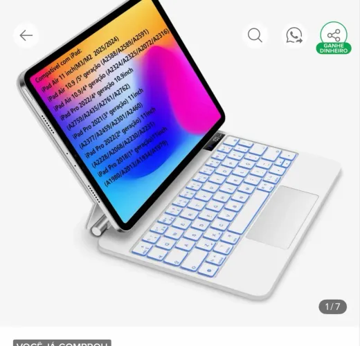 Capa com teclado nova para iPad