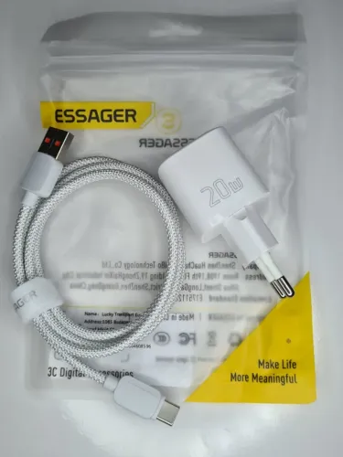 Carregador 20w + Cabo Alta Qualidade Trançado - Original Essager