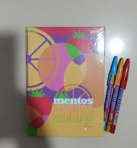 Kit Escolar Estojo Caderno e Canetas MENTOS