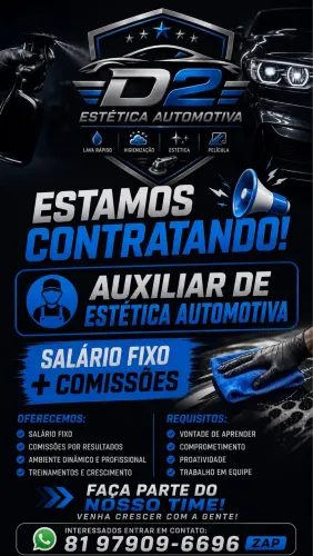 VAGA DE AUXILIAR DE ESTÉTICA AUTOMOTIVA 