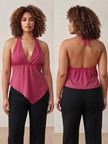 Blusa em poliamida na cor marsala