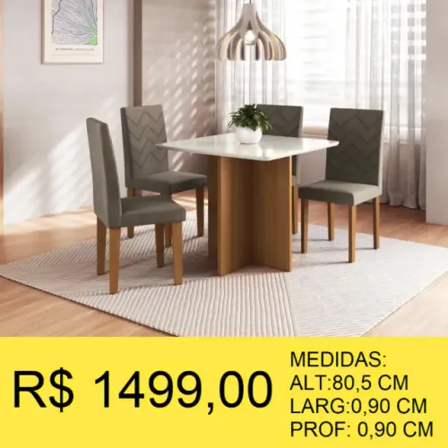 CONJUNTO DE MESA 4 CADEIRA 