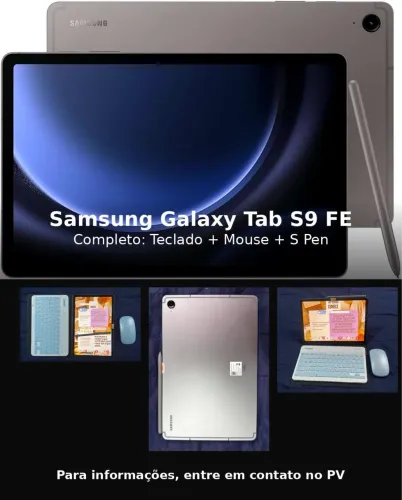 Samsung Galaxy Tab S9 FE - Completo com Teclado + Mouse + S Pen
