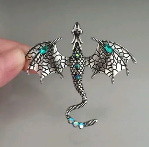 Broche de Dragão Unissex Cor Prata (novo)