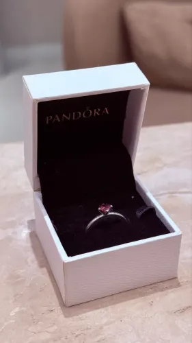 Anel Pandora Original Prata 925 com Pedra Rosa + Caixa