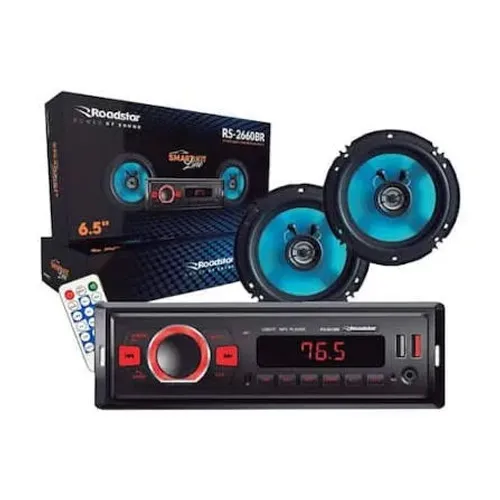 Kit Auto Rádio Automotivo + Par De Alto Falante 6' 50w 4 Ohms Rs2660br