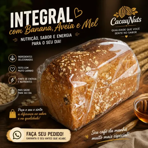 Pão Integral com banana aveia e mel 