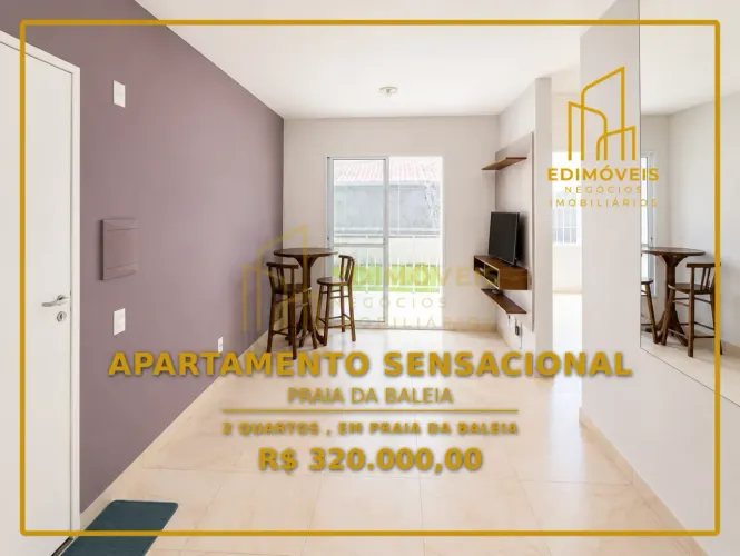 Pronto para morar: Apartamento na Praia da Baleia com 2 quartos e varanda