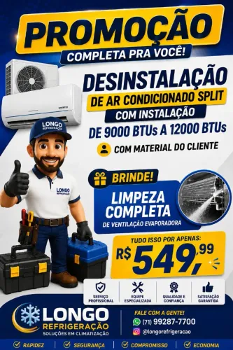 Desinstalação+instalação de 9k a 12k com Brinde de limpeza !!
