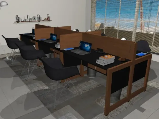 Estação Black Delluxe Wood. 24 tomadas: Alto Padrão. L320cm x P120cm x A104cm