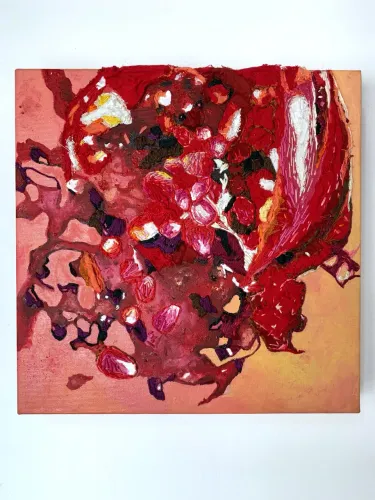 Tela abstrata pintura a óleo com bordado