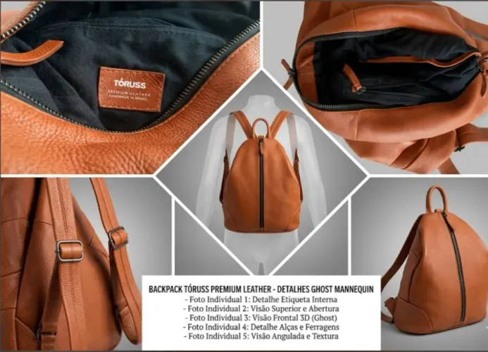 Mochila Backpack Tóruss Couro Legítimo Premium Caramelo