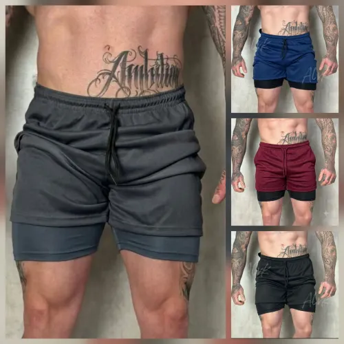 Bermuda masculina dupla face de contenção Dry Fit