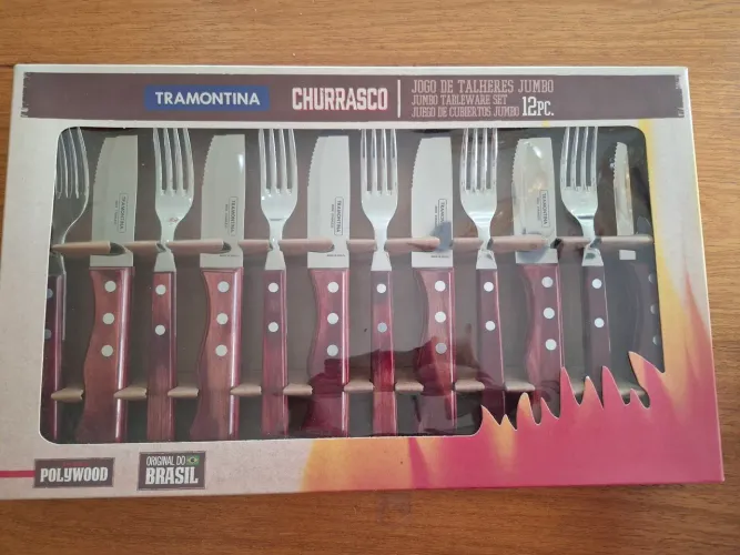 Kit talheres churrasco junto tramontina