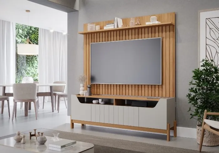 Bancada Moema + Painel Trend, 100% MDF, Para Tvs ate 70"- Permobili