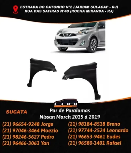Par de Paralamas Nissan March 2015 à 2019