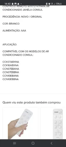 Controle remoto Consul original