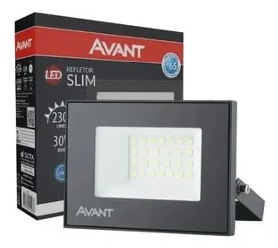 Refletor Led Slim 30w Ip65 Branco Frio 6500k Avant