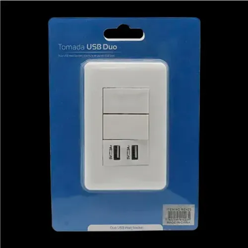 Tomada De Parede 4X2 C/ USB Duo 2 Interruptores 2 USB