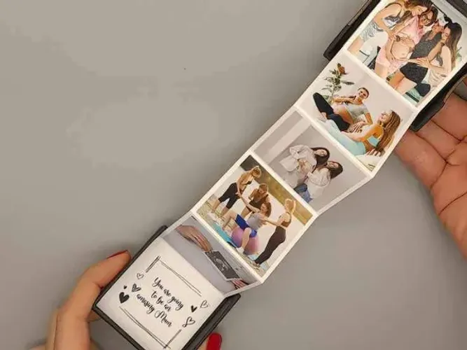 caixa com fotos sanfonadas