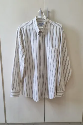 Camisa social masculina da Aviator listrada em tons de amarelo e marrom