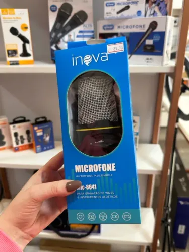 Microfone Condensador Inova MIC-8641 para Gravação de Voz e Instrumentos