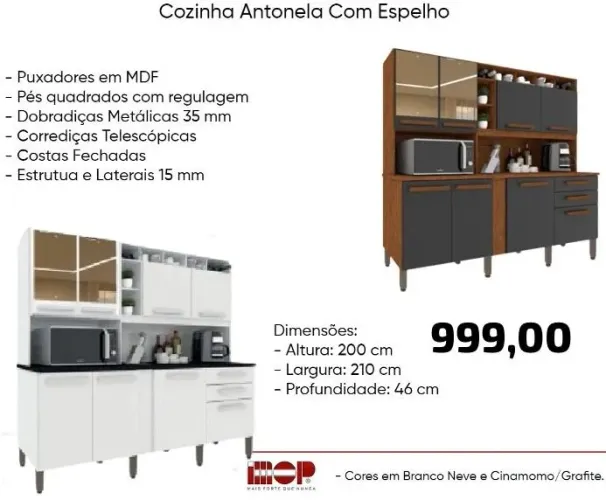 Kit cozinha antonella com espelho - ENTREGA HOJE !!! 
