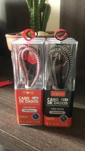 Cabo Inova ( Sansung , Motorola & Iphone ) . 2.4a Tipo-c Carga Rápida 1 E 2 Metro