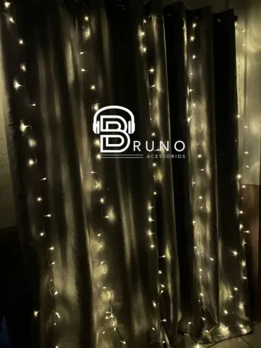 Cortina Led USB 8 funções Branco Quente 3x3 USB/Pilha