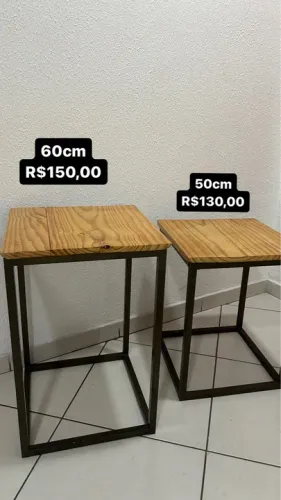 Banqueta Metalon e madeira 