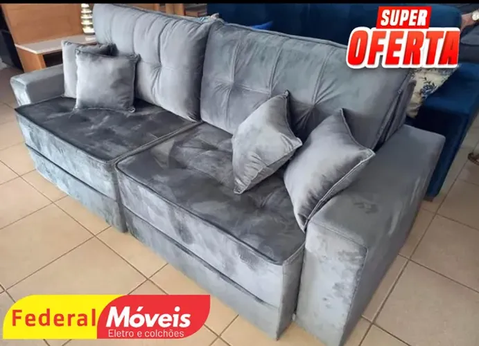 Sofá Cama 2,40m Veludo Confortável - Peça já o Seu!
