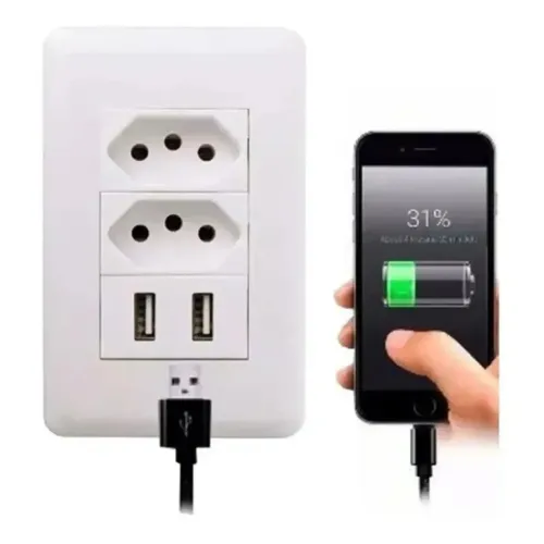 Tomada Dupla com USB - Nova
