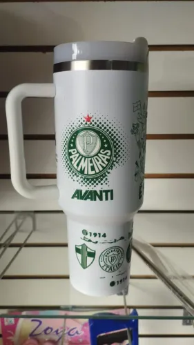 Copo Térmico Estilo Palmeiras (Time Verde) 1,2L com Alça e Tampa - Futebol