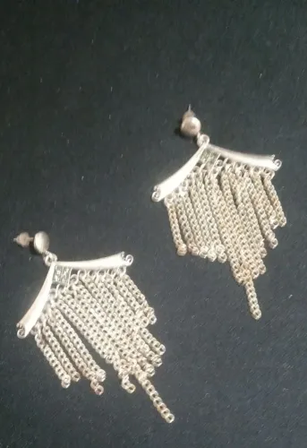 Brincos de franjas prateados Feminino 