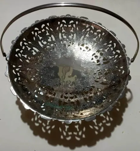 Par de Fruteiras Decorativas / Centro de Mesa Banhado a Prata - Estilo Vintage (Cachepot)