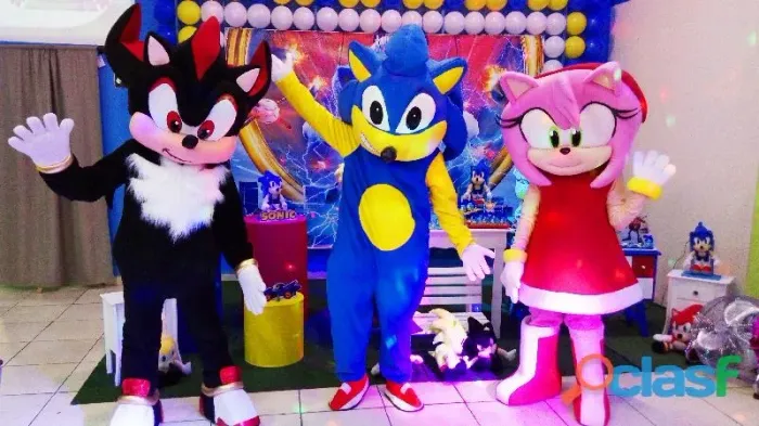 Sonic personagens vivos turma festa infantil