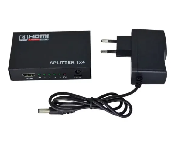 Splitter HDMI 1x4  divisor 4 Saídas HDMI com fonte 5v