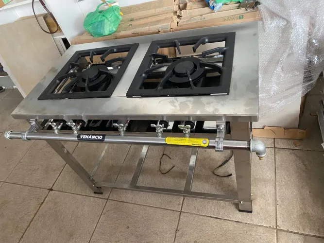 Fogão maxi inox 2 queimadores duplos - Marcos