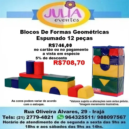 Blocos De Formas Geométricas Espumado 12 peças
