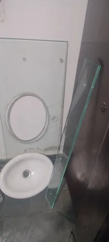Bancada vidro 8 mn com cuba  oval branca todos item 