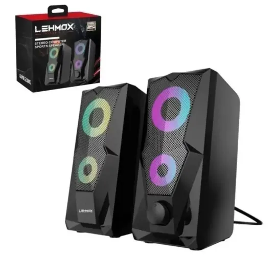 Caixa De Som Gt-s3 Rgb Gamer Usb Lehmox Bass Premium Pc Note