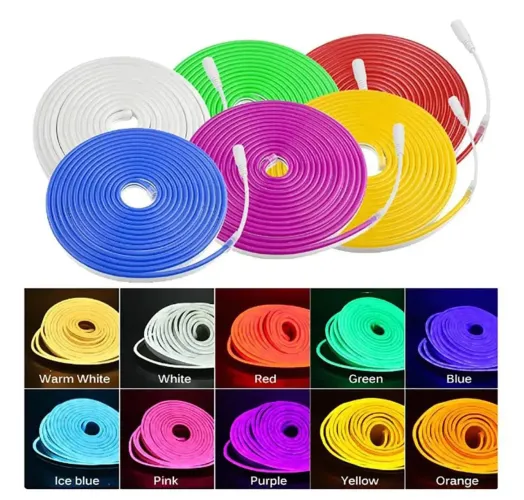 Mangueira Fita LED Neon Flexível 5 metros com fonte Diversas Cores