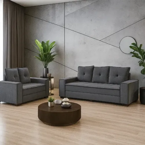 Sofá 2 e 3 lugares cinza veludo novo