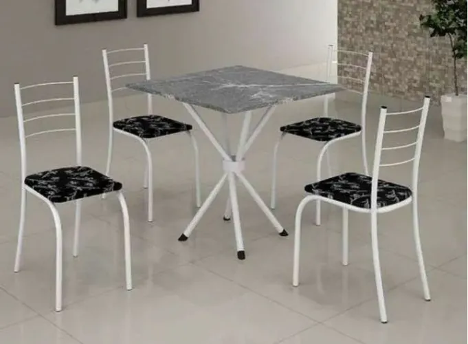 Conjunto com 4 cadeiras tampo de mármore