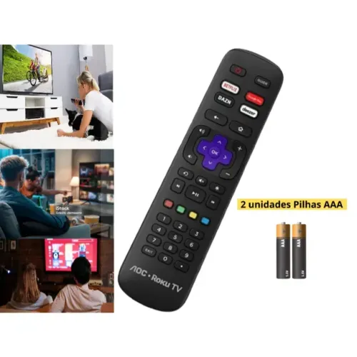 Controle Remoto Tv Smart Aoc Roku Botão Netflix Deezer Googleplay DAZN