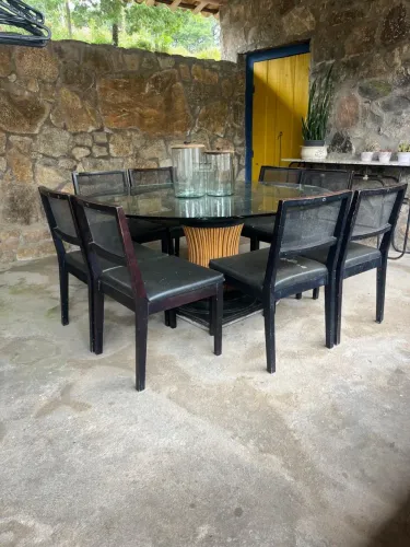 Mesa de Vidro e Madeira - América Móveis 