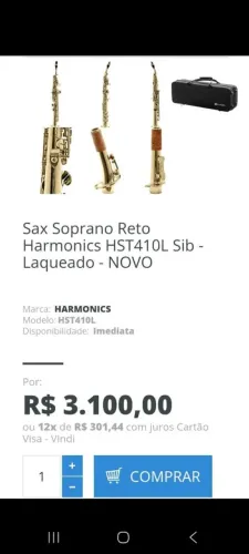 Sax Soprano Harmônics HTS  novo 