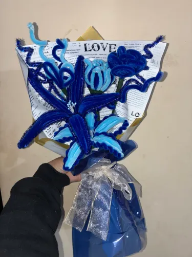 Buquê de flores personalizada azul
